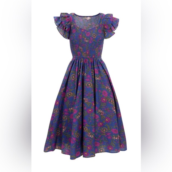 Ivy City Co. Hattie dress in Blue Multicolor Floral, size L - Picture 3 of 10